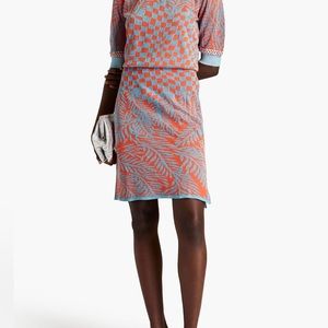 NWT DVF DIANE VON FURSTENBERG Cruz Metallic Jacquard-Knit Mini Skirt Size L